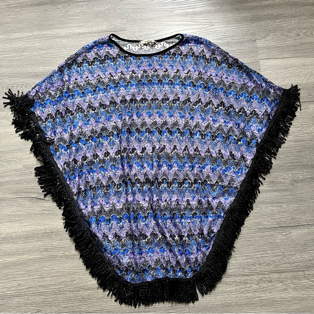 Colorful Boho Crochet Fringe Poncho